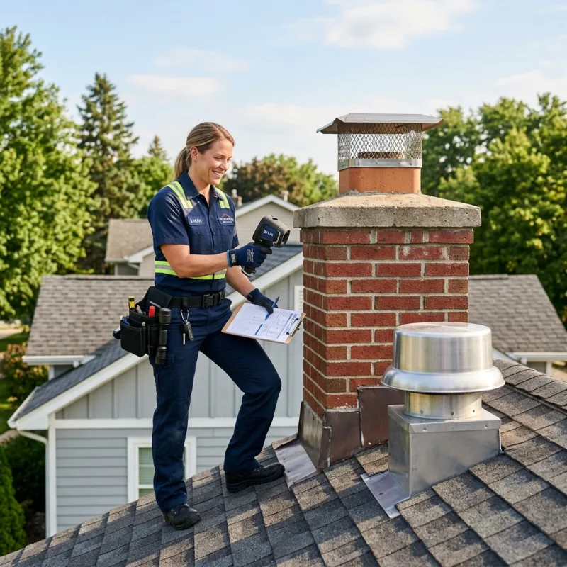 Technician inspecting a Hughesdale roof cavity and ductwork for a dead bird